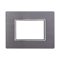 Placca in Alluminio Silver Compatibile Living Light - 3 Posti - Ettroit