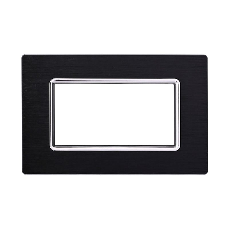 Placca in Alluminio Nero Compatibile Living Light - 4 Posti - Ettroit