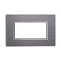 Placca in Alluminio Silver Compatibile Living Light - 4 Posti - Ettroit