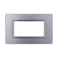 Placca in Alluminio Silver Lucido Compatibile Living Light - 4 Posti - Ettroit