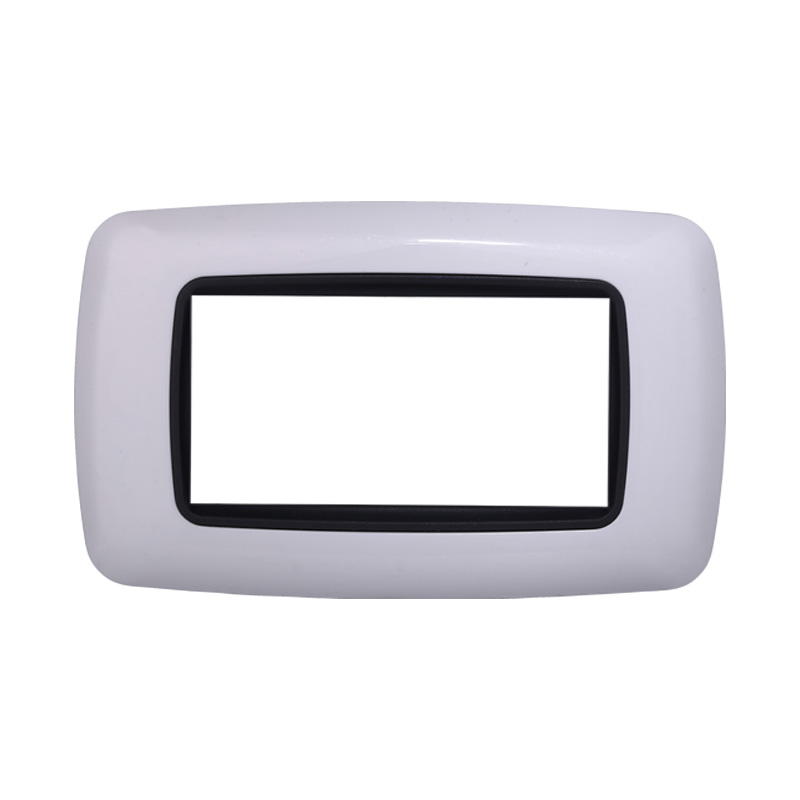 Placca in Plastica Bombata Bianca Compatibile Living Light - 4 Posti - Ettroit