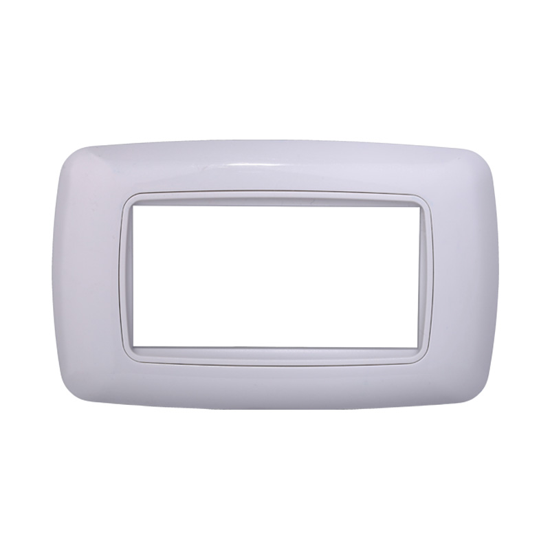 Placca in Plastica Bombata Bianca/Bianca Compatibile Living Light - 4 Posti - Ettroit