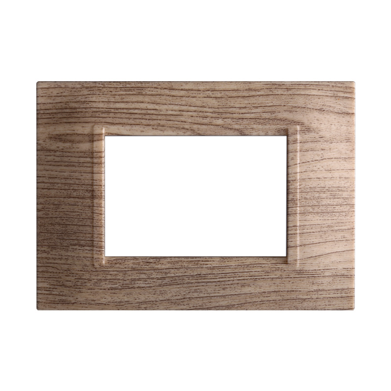 Placca in Plastica Quadrata Legno Scuro Compatibile Living Light - 3 Posti - Ettroit