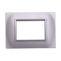 Placca in Plastica Quadrata Silver Compatibile Living Light - 3 Posti - Ettroit