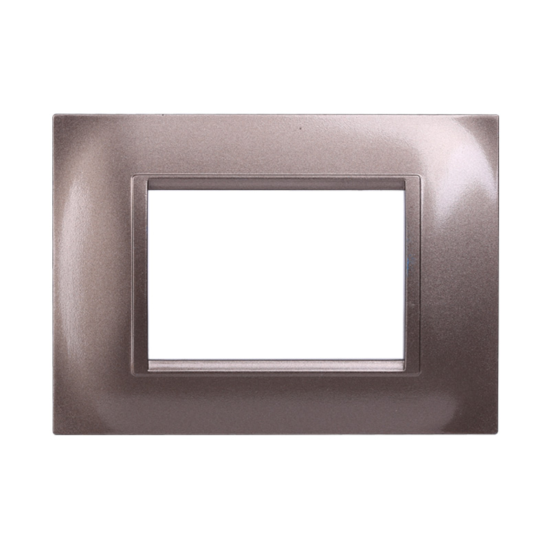 Placca in Plastica Quadrata Acciaio Bronzato Compatibile Living Light - 3 Posti - Ettroit