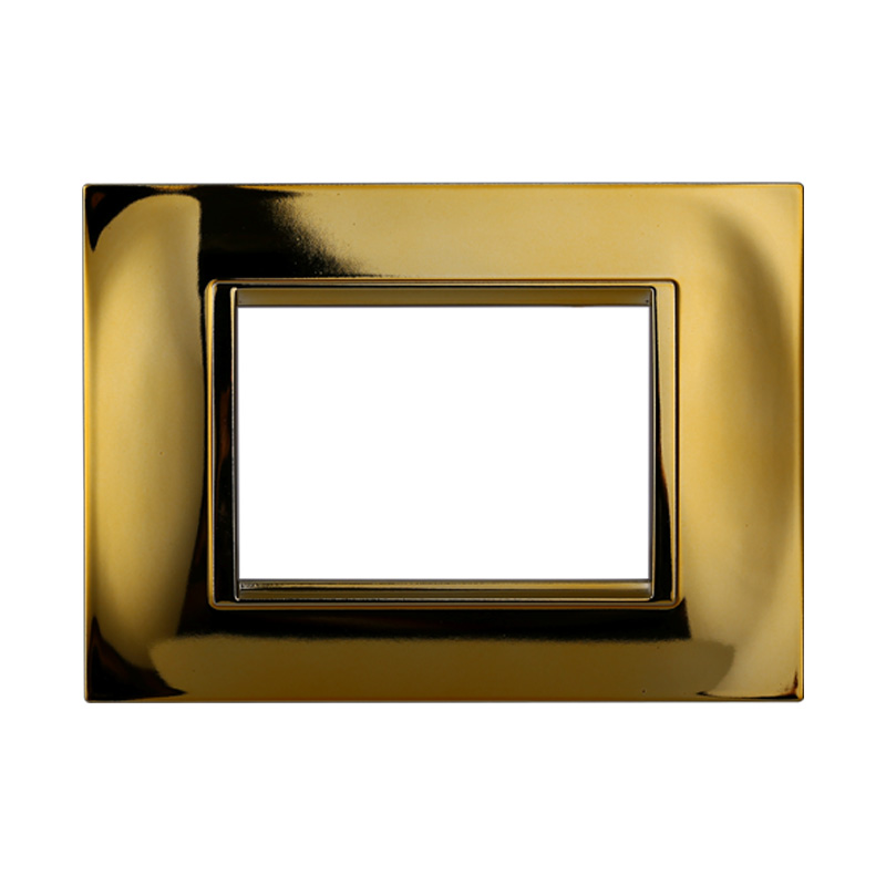 Placca in Plastica Quadrata Oro Lucido Compatibile Living Light - 3 Posti - Ettroit