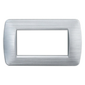 Placca in Plastica Silver Satinato Compatibile Living Light - 4 Posti - Ettroit