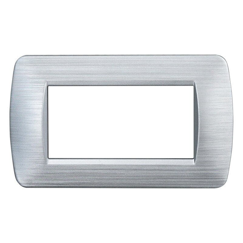 Placca in Plastica Silver Satinato Compatibile Living Light - 4 Posti - Ettroit