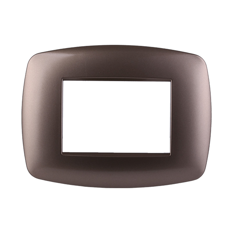 Placca in Plastica Slim Acciaio Bronzato Compatibile Living Light - 3 Posti - Ettroit
