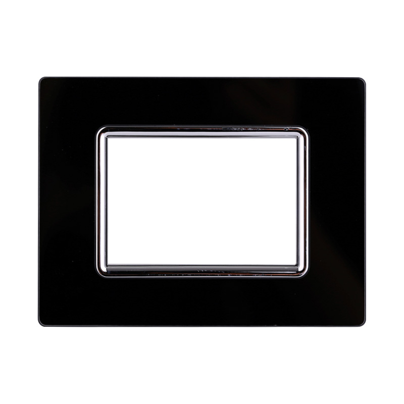 Placca in Vetro Nero Compatibile Living Light - 3 Posti - Ettroit
