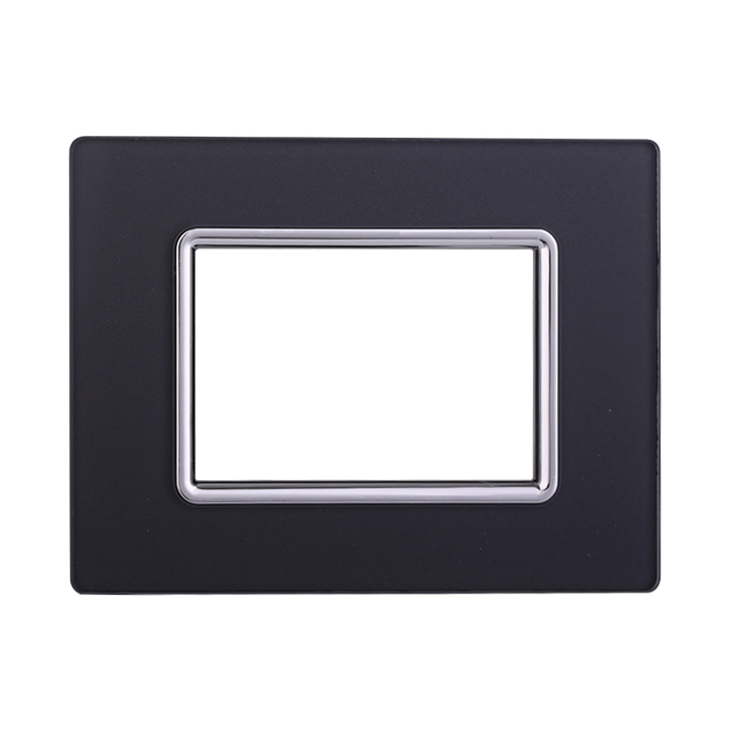 Placca in Vetro Acciaio Scuro Compatibile Living Light - 3 Posti - Ettroit