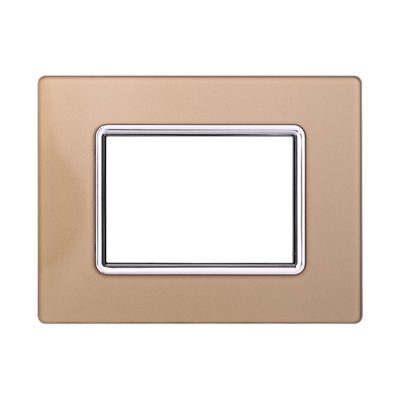 Placca in Vetro Oro Compatibile Living Light - 3 Posti - Ettroit