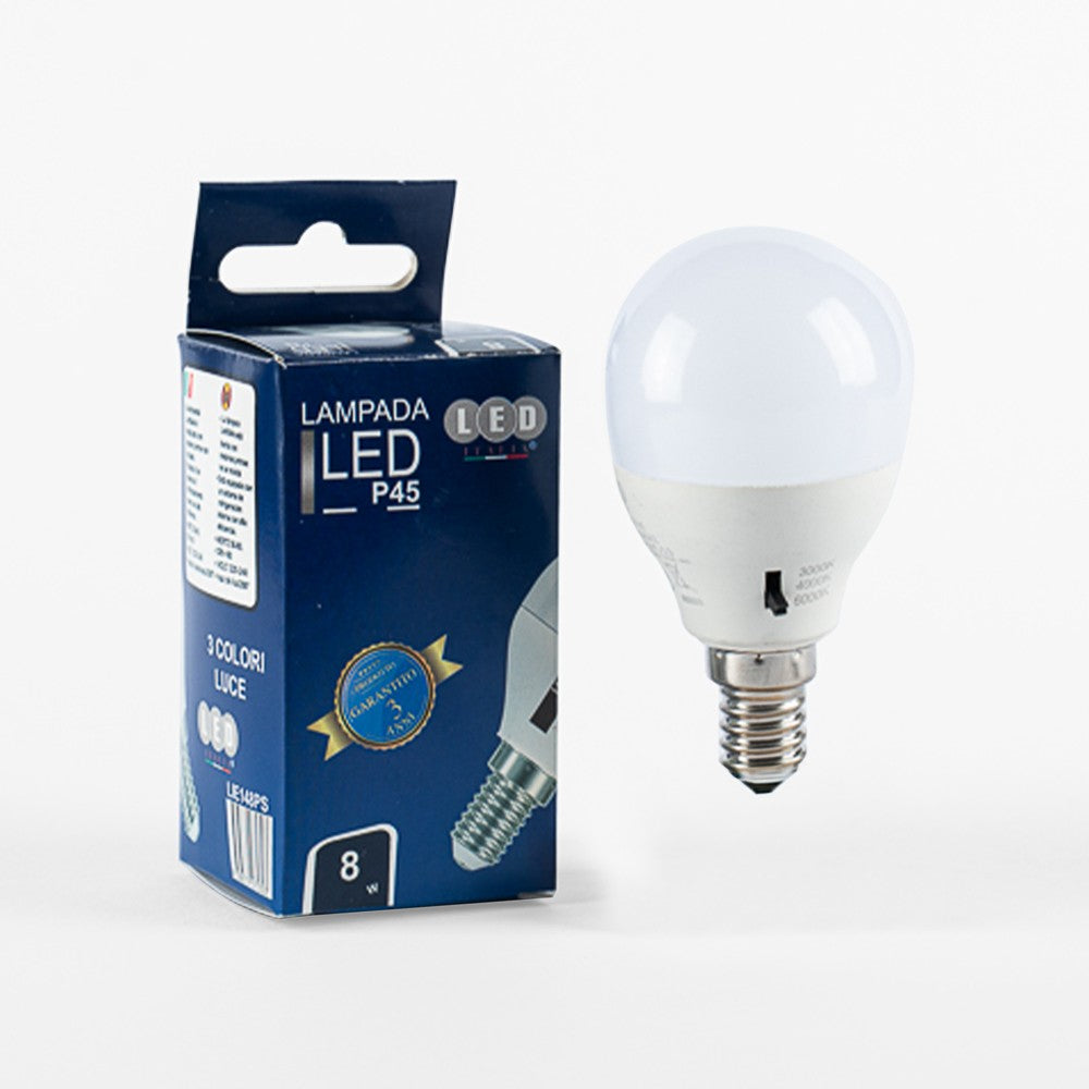 Lampadina Led E14 8W Sferetta G45 CCT 3000/4000/6500K