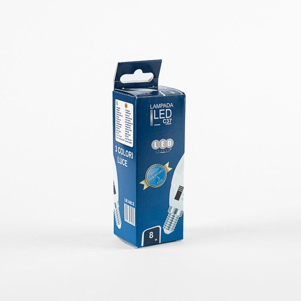 Lampadina Led E14 C37 Candela 8W CCT 3000/4000/6500K