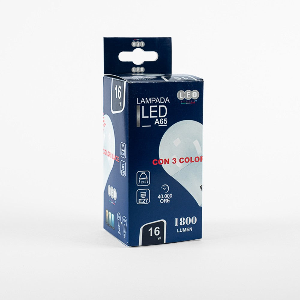 Lampadina Led A65 16W E27 A Bulbo CCT 3000/4000/6500K
