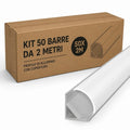 Kit 50 Barre Profilo in Alluminio 2 Metri Angolare per Striscia Led Kit Completo