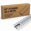 Kit 10 Barre Profilo da Incasso 2 Metri per Cartongesso Slim in Alluminio per Striscia LED