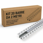 Kit 20 Barre Profilo da Incasso 2 Metri per Cartongesso Slim in Alluminio per Striscia LED
