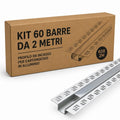 Kit 60 Barre Profilo da Incasso 2 Metri per Cartongesso Slim in Alluminio per Striscia LED