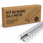 Kit 60 Barre Profilo da Incasso 2 Metri per Cartongesso Slim in Alluminio per Striscia LED