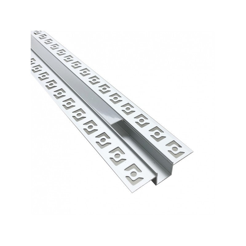 Kit 60 Barre Profilo da Incasso 2 Metri per Cartongesso Slim in Alluminio per Striscia LED