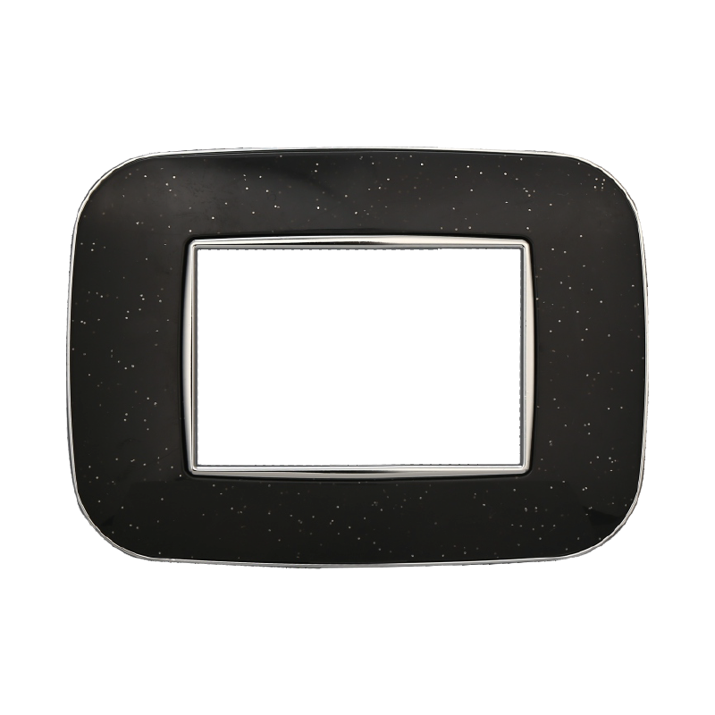 Placca Orbis in Plastica Nero Brillante Compatibile Bticino Axolute - 3 Posti - Ettroit