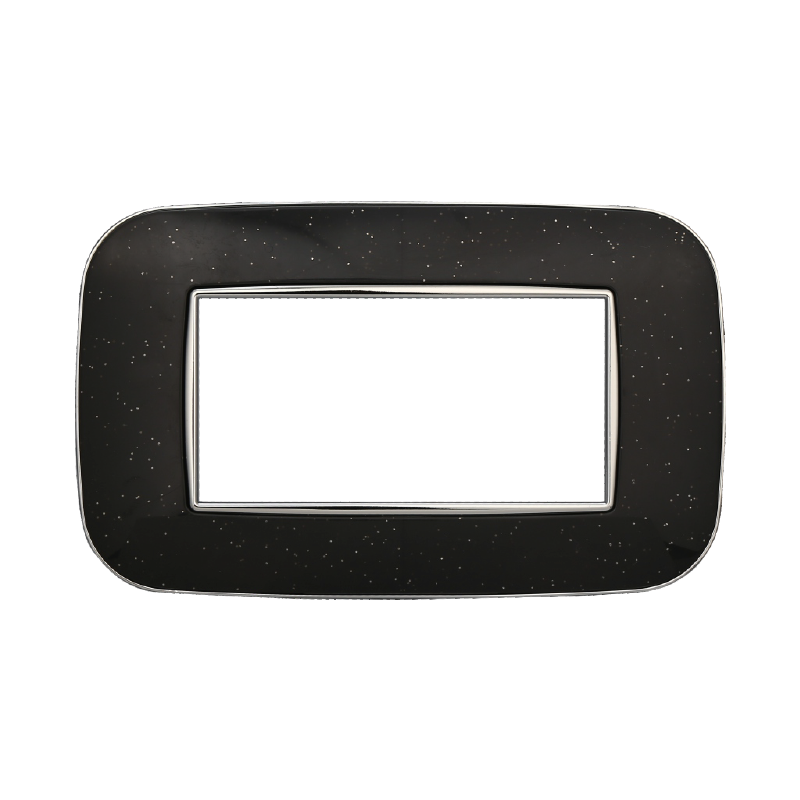 Placca Orbis in Plastica Nero Brillante Compatibile Bticino Axolute - 4 Posti - Ettroit