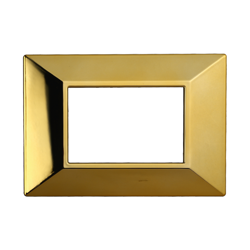 Placca Piramide in Plastica Oro Lucido Compatibile Bticino Axolute - 3 Posti - Ettroit