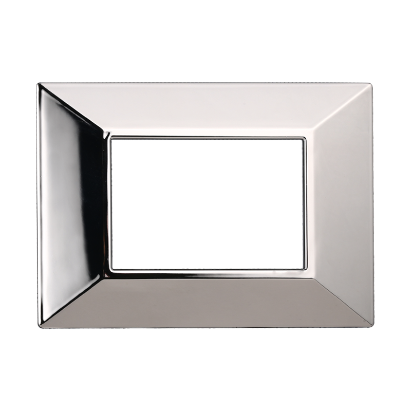 Placca Piramide in Plastica Cromato Lucido Compatibile Bticino Axolute - 3 Posti - Ettroit