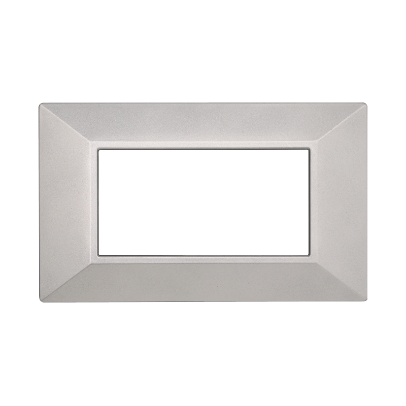 Placca Piramide in Plastica Silver Compatibile Bticino Axolute - 4 Posti - Ettroit