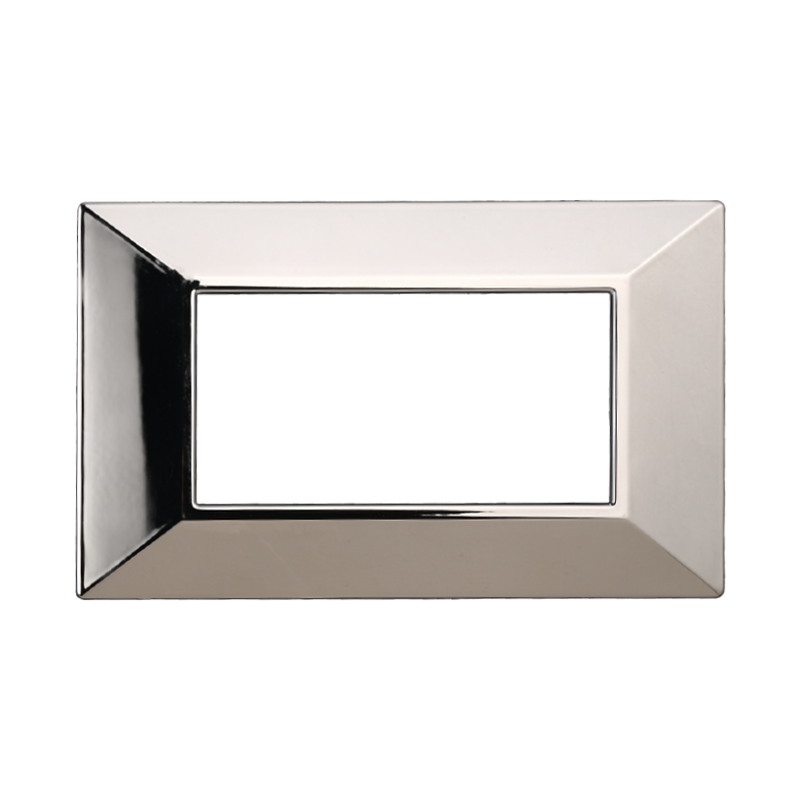 Placca Piramide in Plastica Cromato Lucido Compatibile Bticino Axolute - 4 Posti - Ettroit