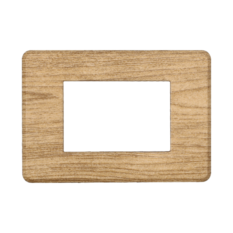 Placca Slim in Plastica Legno Scuro Compatibile Bticino Axolute - 3 Posti - Ettroit