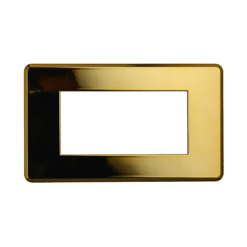 Placca Slim in Plastica Oro Lucido Compatibile Bticino Axolute - 4 Posti - Ettroit