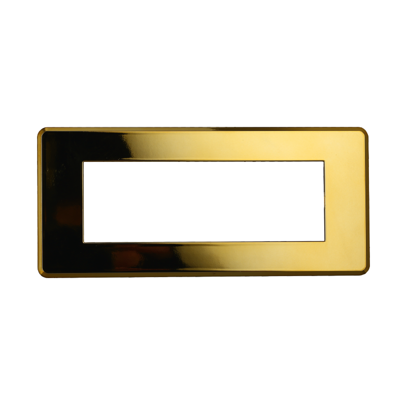 Placca Slim in Plastica Oro Lucido Compatibile Bticino Axolute - 6 Posti - Ettroit