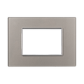 Placca in Vetro Silver Compatibile Bticino Axolute - 3 Posti - Ettroit