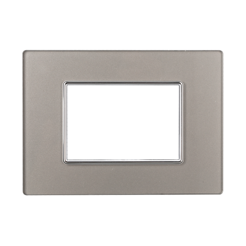 Placca in Vetro Silver Compatibile Bticino Axolute - 3 Posti - Ettroit