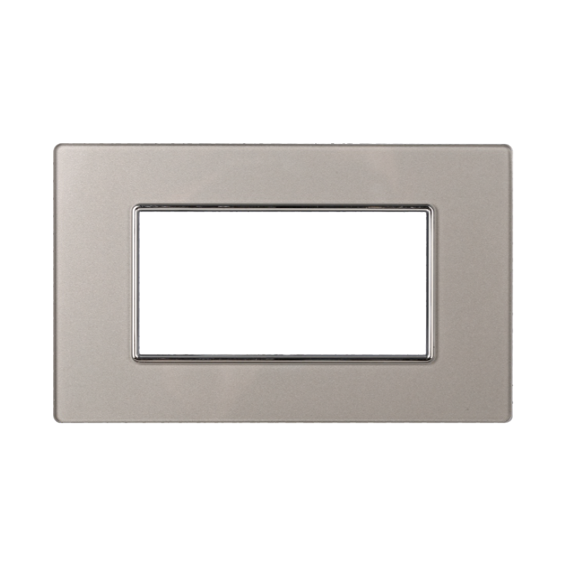 Placca in Vetro Silver Compatibile Bticino Axolute - 4 Posti - Ettroit