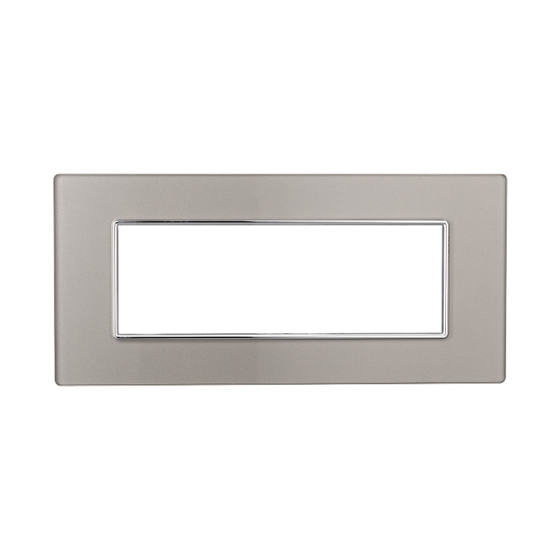 Placca in Vetro Silver Compatibile Bticino Axolute - 6 Posti - Ettroit