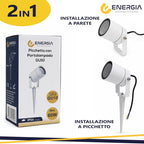 Faretto 2 in 1 Parete e Picchetto Orientabile IP54 Lampada GU1O Bianco