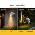Faretto 2 in 1 Parete e Picchetto Orientabile IP54 Lampada GU1O Bianco