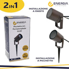 Faretto 2 in 1 Parete e Picchetto Orientabile IP54 Lampada GU1O Corten