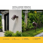 Faretto 2 in 1 Parete e Picchetto Orientabile IP54 Lampada GU1O Corten