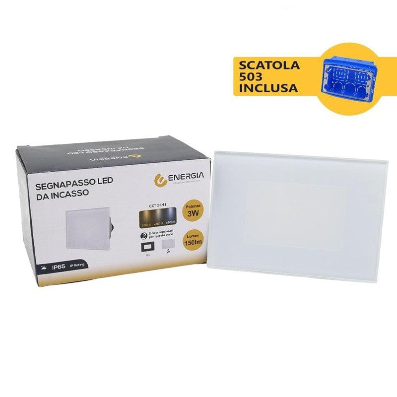 Segnapasso Led da Incasso 3W CCT Tricolor Con Scatola 503 Bianco IP65