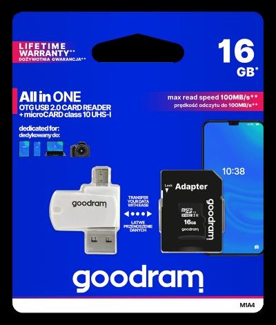 GoodRAM microSD 16GB class 10 + adpter + card reader - blister - M1A4-0160R12