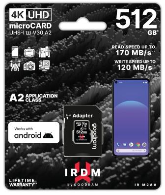 GoodRAM microSD IRDM 512GB UHS I U3 A2 + adapter - IR-M2AA-5120R12