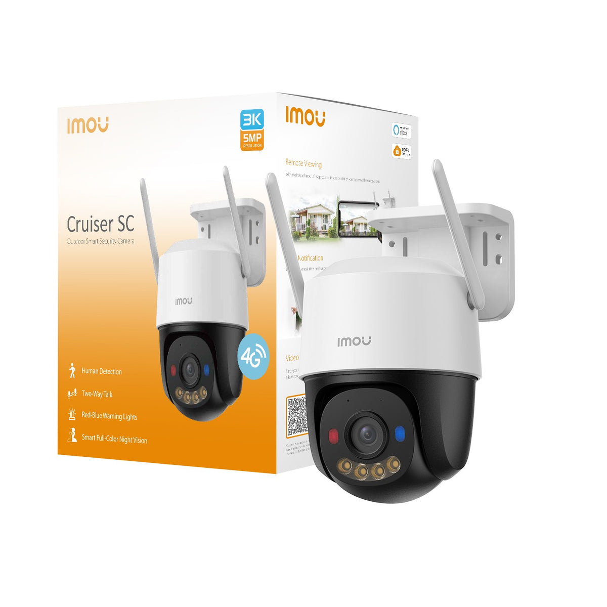 Imou Telecamera Cruiser SC 4G 2K PTZ IP/Wi-Fi Full-color 3MP Red&Blue light
