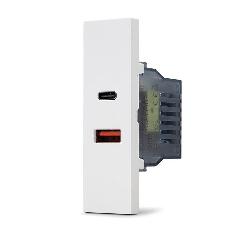 Doppia presa USB Tipo A+C Serie Zen Mapam Bianco