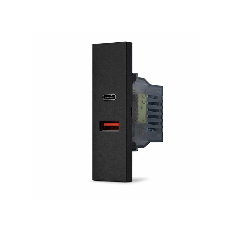 Doppia presa USB Tipo A+C  Serie Zen Mapam Nero