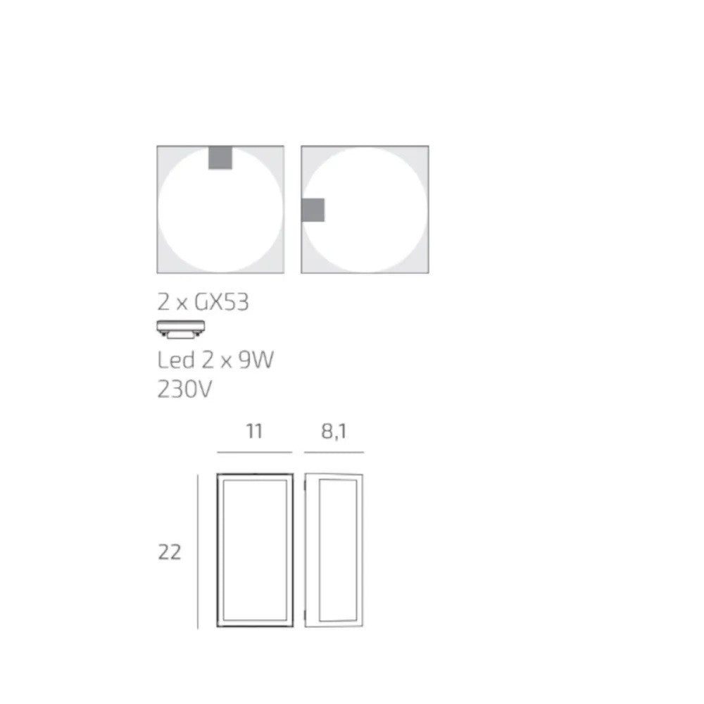 Applique Moderna Top Light OSAKA RP GX53 LED IP54 Alluminio Policarbonato