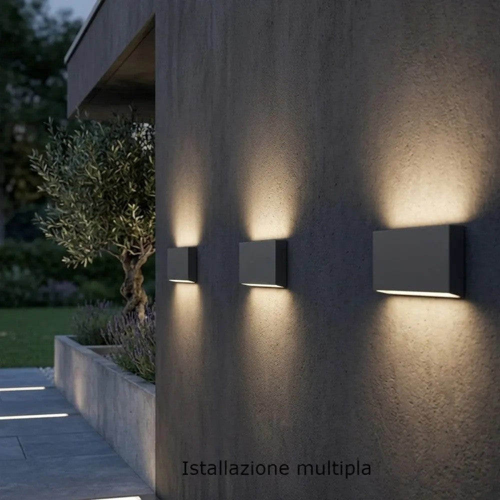 Applique LED Top Light MADRID 18 IP65 CCT Biemissione Alluminio Vetro